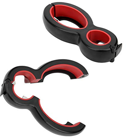 Flaschenöffner 6 in 1 2er Set 14.5x6.5cm aus ABS TPR Edelstahl ergonomisch rutschfest Dosenöffner für Senioren Küche Reisen Camping
