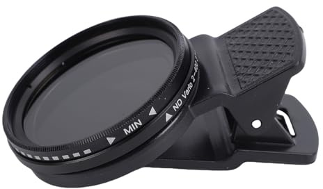 Annadue 37mm Adjustable ND Filter ND2 400 Variable Neutral Density Lens Filter with Clip On Holder, Reduces Light Exposure for Compatibility with Different Smartphone Brands