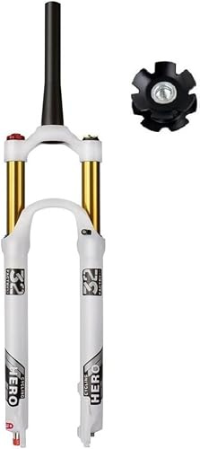CuNtoHHH Forcella pneumatica MTB 26/27.5/29 Mountain Bike Escursione Sospensione 100mm Regolazione Ritorno 1-1/8 Dritto/Conico Anteriore QR 9mm Blocco Manuale/remoto (Colore: Conico Manuale, Taglia