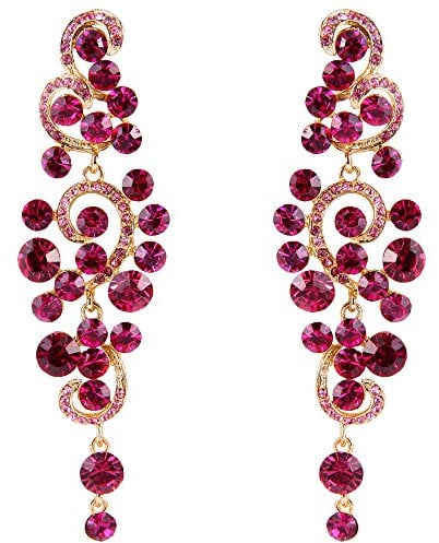 Clearine Orecchini Donna Boemia Matrimonio da sposa Cristallo Floreale Lampadario scava fuori Ciondolare Oro-fondo