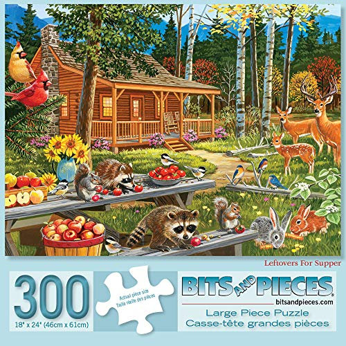 Bits and Pieces - 300 Piece Jigsaw Puzzle for Adults - Leftovers For Supper - 300 pc Animal Autumn Harvest Jigsaw by Artist William Vanderdasson