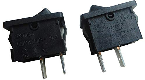 Wasserdichte Elektrische Drucktastenschalter KEDU HY17-XX 2 Pins 3Pin 250V Elektrischer Drucktastenschalter Wippschalter, Schwarz, 2-Pack (2 Pins)