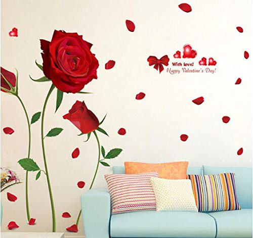 Les Stickers Muraux Amovibles En Rose Rouge Peuvent Décorer La Décoration D'Art Du Salon