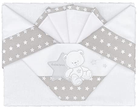 ANDY & HELEN 2/400D50 Bettwäsche-Set für Kinderwagen/Mini-Kinderbett, 230 g, Grau