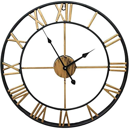 Hand Drums Horloge Murale Suspendue de Jardin géant, 23 po Batterie en Fer forgé à Piles Non ticques d' Alarme Non cochons d' horloges avec Grand Nombre pour Le Salon extérieur intérieur