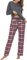 Uniexcosm Pyjama Femme Coton Long Hiver Carreaux Col Ronde Manches Longues avec Poches Latérales Gris Foncé XXL