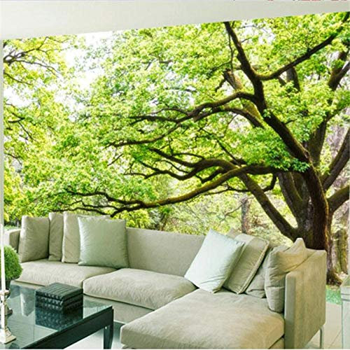 Papier peint mural 3D - Paysage nature - Fond TV - Grand arbre 3D - Pour salon, chambre à coucher - 250 x 175 cm