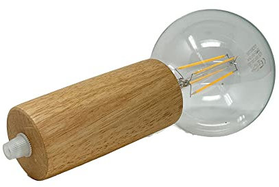 Lampenfassung aus Holz, Fassung E27, Farbe: schwarz, weiß, natur (natur)