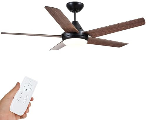 Wellspeed Ceiling fan with lights Remote control in walnut finish, 48 Inch Ceiling Fan with Reversible Blades and 24W LED Light
