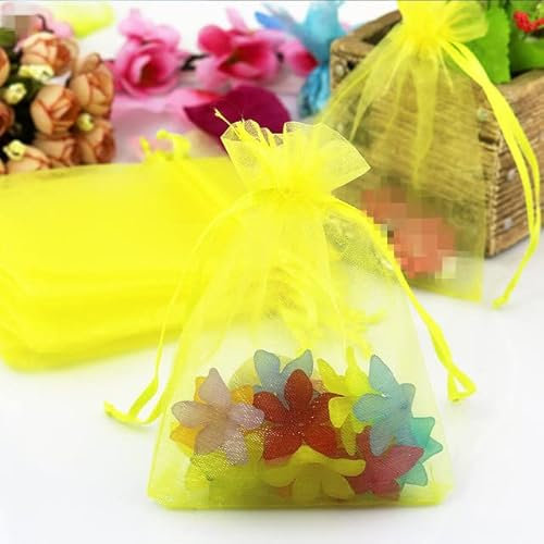 10 große Organzabeutel 9 x 12 10 x 15 13 x 18 15 x 20 20 x 30 ausziehbare Hochzeitsfeier Dekoration Geschenktüten Beutel Schmuckverpackungsbeutel-D10 Gelb, 17 x 23 cm Organzabeutel