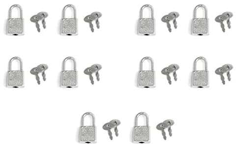 heyous Lot de 10 cadenas en métal archaize avec clé pour boîtes en bois, boîte à bijoux, boîte de rangement verrouillable, argent