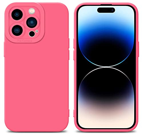 Cadorabo Hülle kompatibel mit Apple iPhone 14 PRO MAX Schutzhülle TPU Silikon Case Liquid Design mit Kameraschutz Slim Kratzfest Weiche Gummi mit Rundumschutz Case Hülle für iPhone 14 PRO MAX in Rot
