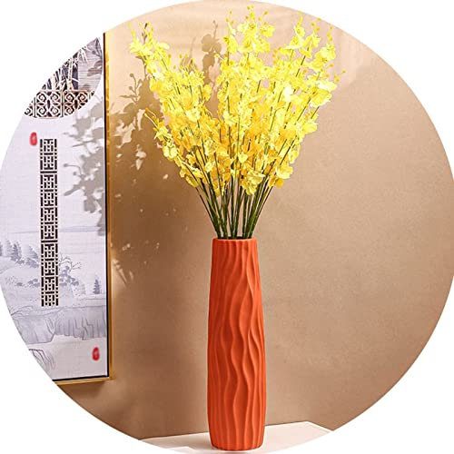 Große Bodenvase, weiße Keramikvasen, dekorative hohe Blumenhalter für modernes rustikales Landhaus, Bücherregal-Dekor, Esstisch-Dekor (Color : Orange, S : 45cm)