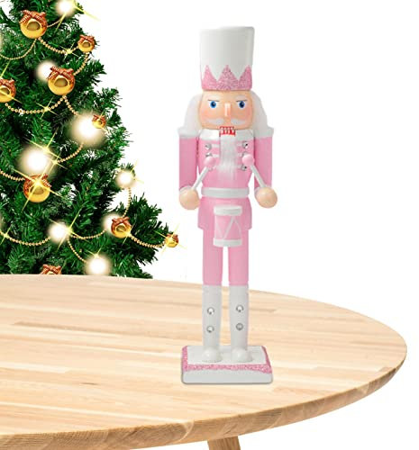 Abonda Rosa Nussknacker, 30 cm Rosa Weihnachten Nussknacker Soldat Guard, Festliche Glitzer Sammlerstück Nussknacker Figuren Spielzeug für Weihnachten Regal Dekor, 4 Stile