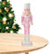 Abonda Rosa Nussknacker, 30 cm Rosa Weihnachten Nussknacker Soldat Guard, Festliche Glitzer Sammlerstück Nussknacker Figuren Spielzeug für Weihnachten Regal Dekor, 4 Stile