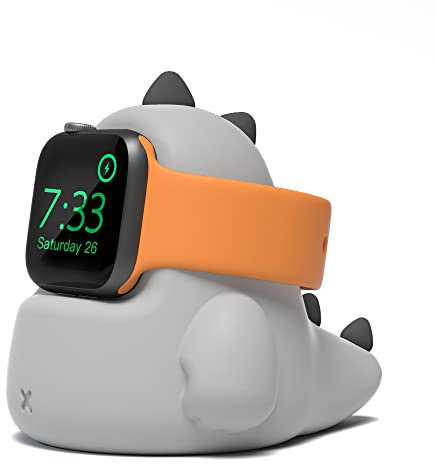 ELETIUO Charger Stand Compatible with Apple Watch Series Ultra/8/SE2/7/6/SE/5/4/3/2/1 (49mm,45mm, 44mm, 42mm, 41mm, 40mm, 38mm),Dinosaur iWatch Charging Dock,Supports Nightstand Mode,Grey
