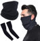 Balloome UV Protection Neck Gaiter Sun Arm Sleeves Set, Cooling Face Neck Mask and Compression Sleeves to Cover Arms UPF 50+ Men Women (black)