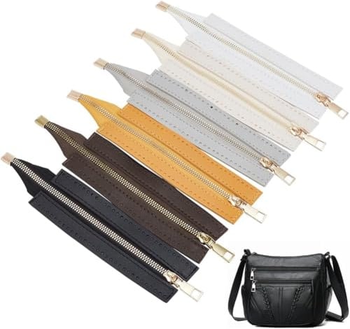 WADORN 6 colori Cerniera In Pelle PU, Cornici per Cerniere Da Cucito per Borsa Da 24 cm con Cerniera Rettangolare con Foro Cerniera A Spirale per Borsa Fai-Da-Te Jeans Accessori per Artigianato