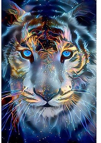 NAIMOER Tiger Diamond Painting Kits für Erwachsene Kinder, 5D Diamant Painting Tiere Bilder Erwachsene, Diamond Painting Gestreifter Tiger Bilder Kinder Malerei Set für Home Dekor 30x40cm