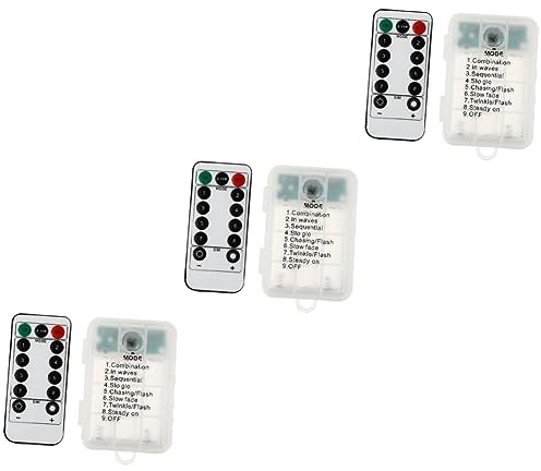 Angoily 3sets Led String Lights Battery Pack Battery for Led Lights Remote Control Multi-Mode