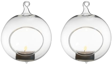 Teelichtkugel - Glaskugel -Windlicht hängend 10cm / 2 St. für ein Teelicht mundgeblasen Lauscha für Weihnachtsbaum