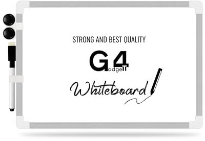 G4GADGET Dry Wipe Magnetic Whiteboard Mini Office Notice Memo White Board and Eraser 20cm x 30cm Double Sided