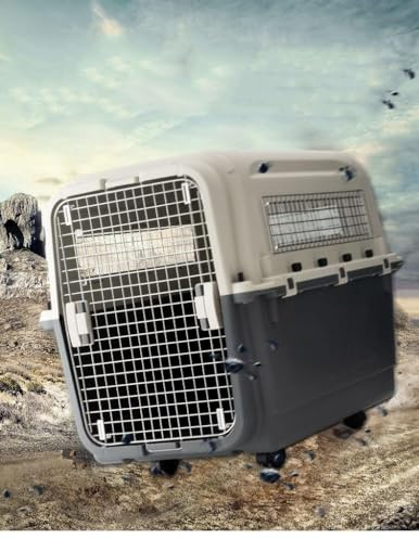 Pet Transporter Carrier Box | Durable Plastic Dog Cat Travel Crate with Metal Door | Secure Lock Ventilated Design | Portable Pet Cage for Car Travel Vet Visits