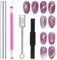 4Pcs Cat Eye Magnet for Nails, Nail Magnet Cateye Magnet for Nails, Double-Head Nail Magnetic Cat Eye Gel Nail Polish Magnet Wand Strong Suction Board Nail Tool for Salon DIY Home, Nail Accessories