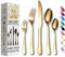30 Piece Cutlery Set in Gold Colour Service for 6, Premium Mirror Finish Tableware, Stainless Steel Flatware Serving Set, Dishwasher Safe Forks, Knives, & Spoons, Ideal for Home, Parties & Gifting…