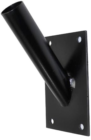 Single Flag Pole Holder - Wall Mounted Flag Pole Bracket, Powder Coated (Black), Rust and Weather Resistant, Heavy Duty Flagpole Mount for Home and Outdoor Use