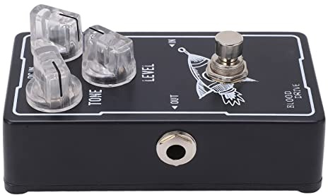 Overdrive-Pedal, Metall, Schwarzes Overdrive-Pedal, Overdrive-Gitarrenpedal, Monoblock-Effektpedale mit Tones Gain Level für Gitarre