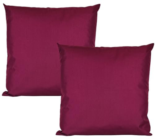 JACK 2er Set Outdoor Kissenhülle Kissenbezug 50x50cm Wasserfest Sitzkissen Lounge Kissen Garten Stuhl Lotus Effekt, Farbe:Bordeaux