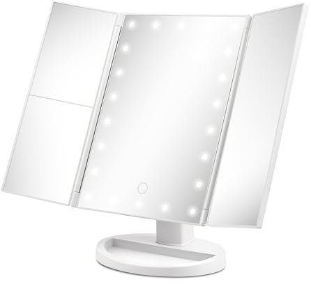 Girmi BE05 Schminkspiegel mit LED-Lichtern, Vergrößerungsspiegel 1x/2x/3x, Neigung 180°, Kosmetikständer, Tischspiegel