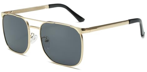 Long Keeper Retro Pilot Sonnenbrille Herren Damen Metall Sonnenbrille Eckig Pilotenbrille70er 80er Klassisch Retro Piloten Brille mit UV400 Schutz, 55MM