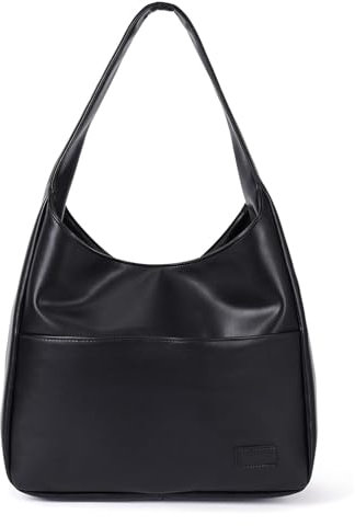 Skyearman Sac Porté épaule Femme en Cuir PU Souple Sacs Fourre-tout Rétro Sac Cabas Grand Capacité Tendance (Noir)