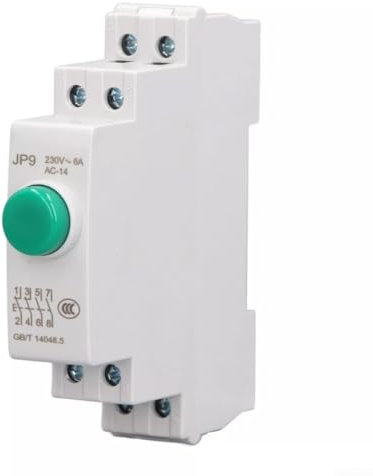 PETSTIBLE Bouton poussoir sur rail DIN, bouton poussoir de type rail DIN, interrupteur d'alimentation modulaire rouge vert AC/DC 24 V (vert)