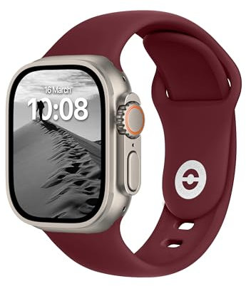 ELETTRONEO SB Cinturino per Apple Watch Ultra 3 2 49mm, Serie 11 10 46mm, 9 8 7 45mm 41mm, SE 6 5 4 44mm 40mm, 3 2 1 42mm 38mm Donna Uomo Band Bracciale Sport Silicone, Rosso Bordeaux