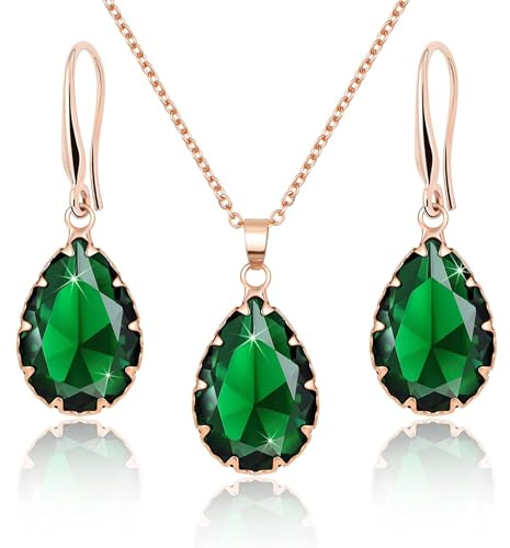 Gkaopi Juego de Joyas para Mujer Gotas de Cristal Juego de Collar Pendientes de Cristal Diamantes Imitación Novia Baile Graduación Collares de Fiesta para Bodas Nupcia