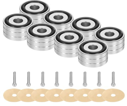 sourcing map 8 Pcs Subwoofer Isolation Pad, 40x20mm Speaker Isolation Pad Feet Speaker Spikes Turntable Audio Studio Monitor Isolation Pad for Audio Equipment, M4 Screws Silver