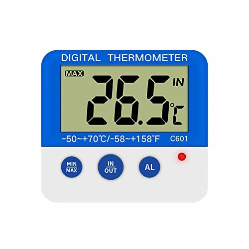 Nevera digital con alarma y temperatura mínima máxima fácil de leer, pantalla LCD, refrigerador digital, congelador para interiores y exteriores, sistemas de fregona para suelos de madera dura