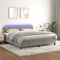 Hommdiy Boxspringbett mit Matratze & LED Hellgrau 160x200 cm Samt Knopfheftung Design