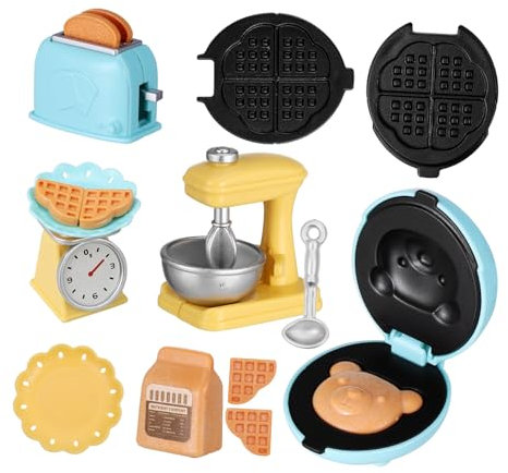 Vaguelly 1juego Juguete De Cocina Miniatura Tostadora y Máquina De Hacer Pan Sayuno para Casas De Muñecas Accesorios Comida para Decoración De Cocina Divertida