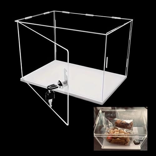 WhamtL Acryl Vitrine 3mm Acrylvitrine mit Schloss, Staubdichter Schutz Klare Würfelvitrine, Alternative Glasvitrine, Vitrinenständer für Sammlerstücke(30x30x40cm(12x12x16in))