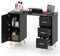 RELAX4LIFE Table de Manucure avec Rangement, Bureau Manucure avec 3 Tiroirs, 2 Armoires, Table Onglerie avec Coussin de Poignet Amovible, Grande Capacité, Plateau 108X45 CM pour Salon de Beauté(Noir)
