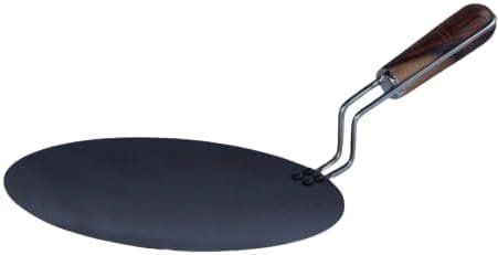 MIXEL Traditional Iron Tawa Pan, Reducing The Need for Excess Oil, Long-Lasting Use, Comfortable and Secure Grip, Authentic Cooking Experiences, (12 inch)