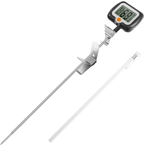 Digital Candy Thermometer,with Pot Clip Instant Read Food Thermometer with Stainless Steel Probe and 180° Rotating LCD Display Practical Candy Thermometer for Sugar Maple Syrup Cheese