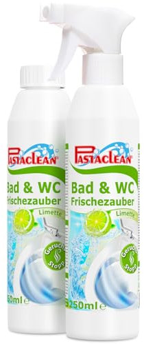 PASTACLEAN® 2X 250ml Toilettenspray WC Duft mit Reinigungseffekt (Limette) Geruchsstop für Bad und WC - Zur Anwendung vor dem Toilettengang - Zum Beduften von WC, Bidet, Urinal, WC-Bürste, Abflüsse