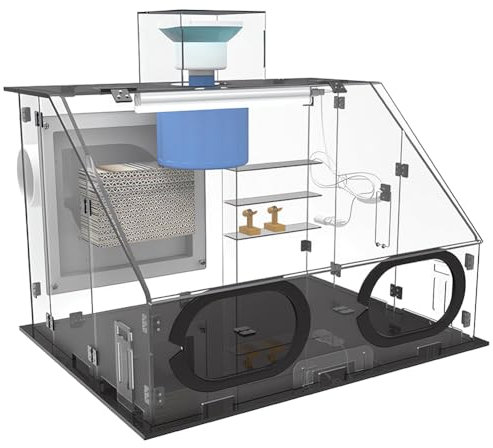 XRSMOU Airbrush Spray Booth,Transparent Airtight Painting Cabinet,with Exhaust Fan,Led Light,Quick Drying,for Model Art Craft