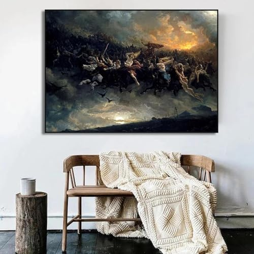 GOSRD Berühmte europäische Klassiker, Gemälde „Crossing The Delaware – Die wilde Jagd von Odin Ophelia“, Poster, Leinwanddruck, Raumdekoration, 60 x 90 cm, rahmenlos