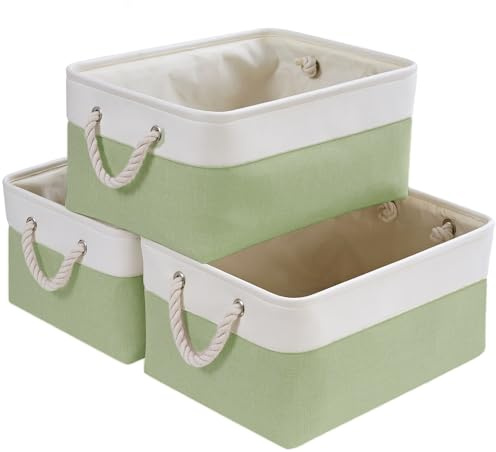 SOCOHOME Fabric Storage Box, Storage Basket with Handles for Shelves Toy, Wear-Resistant and Reinforced (M, 3 Pack)